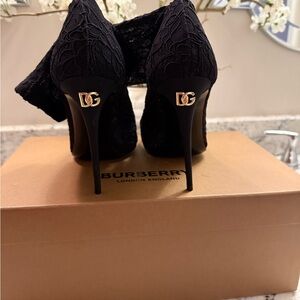 Dolce & Gabbana Black Lace Tall Boots with Stiletto Heels
